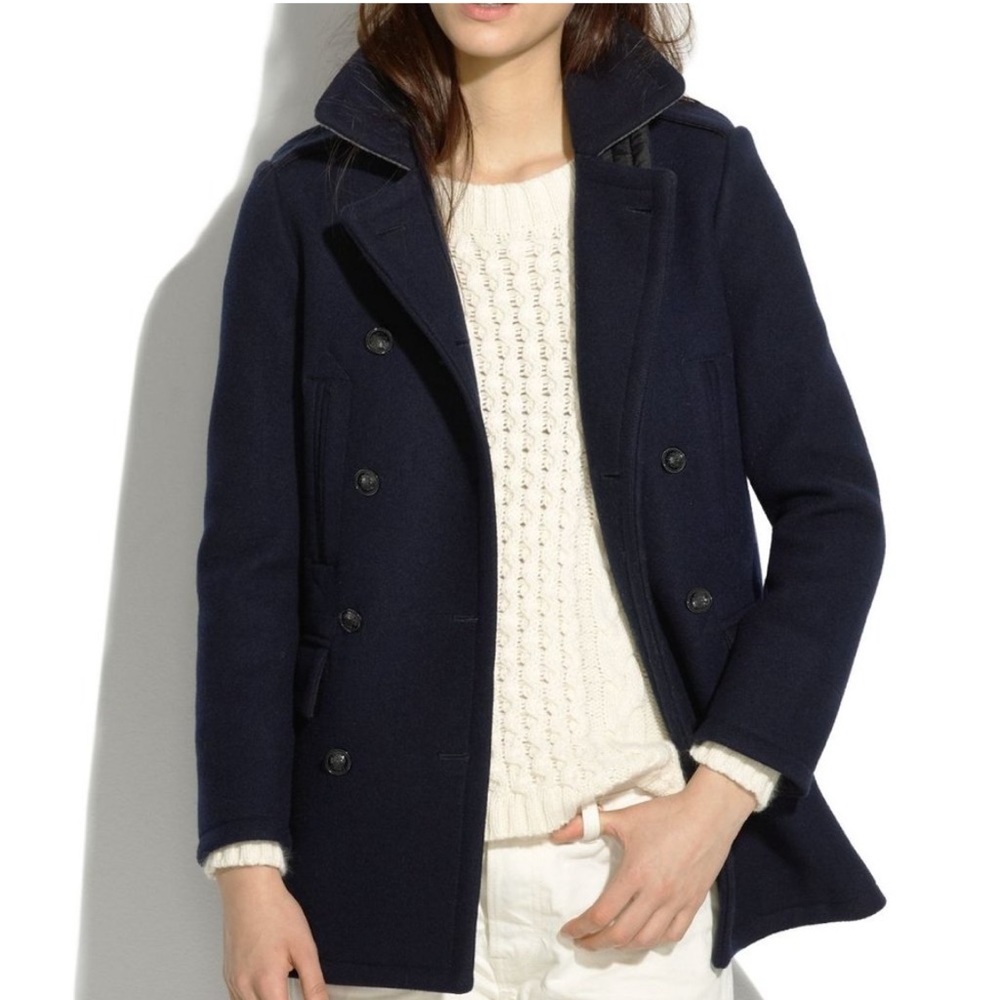 Madewell Night Vision Double Breasted Wool Pea Coat